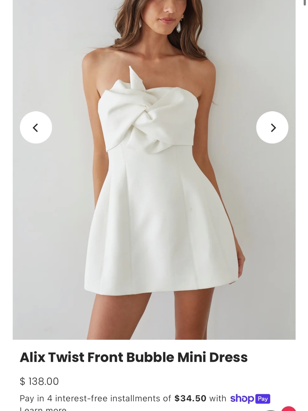 American Threads White Strapless Twist-Front Bubble Mini Dress